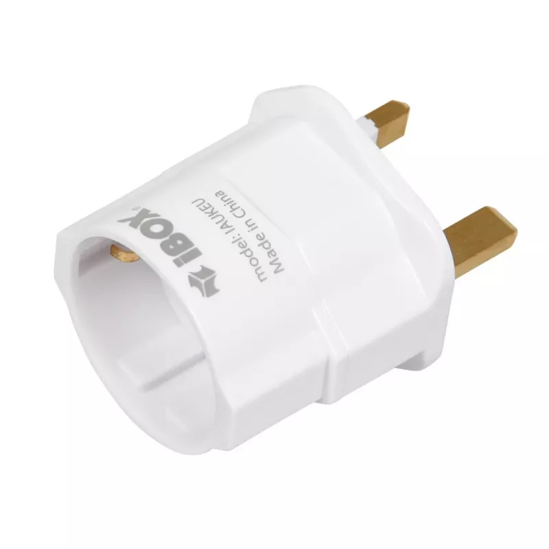 Maitinimo adapteris IBOX iaukeu su keičiamais kištukais UK (G tipas) ir EU (E tipas), 100–240V 50/60Hz, 7,5A, baltas