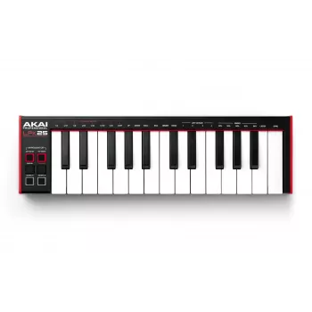 AKAI LPK25 MKII 25 klavišų mini MIDI klaviatūra su USB maitinimu – oktavos perkėlimas, arpegiatorius, 6 mygtukai, raudona