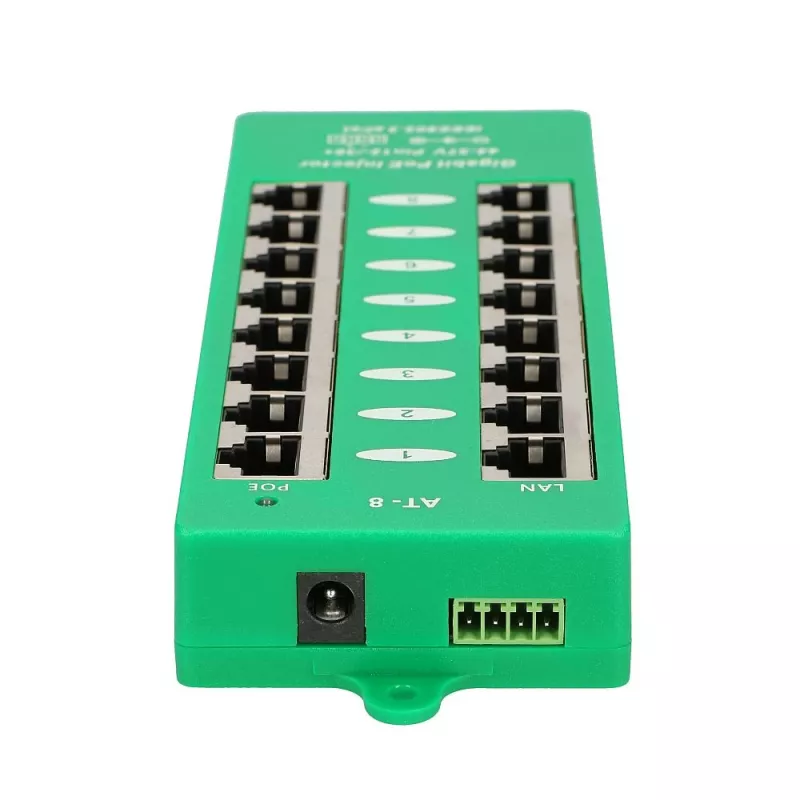 Extralink Gigabit PoE Injektorius 8 prievadų Aktyvus, 8 prievadai Gigabit 802.3at/af, A režimas