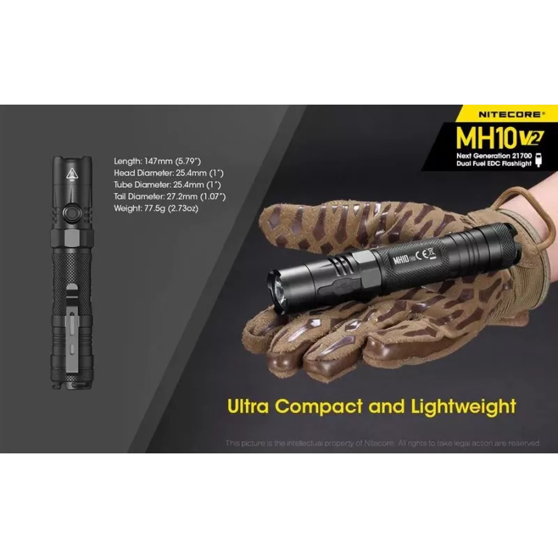 Rankinis žibintuvėlis Nitecore MH10 V2 juodas