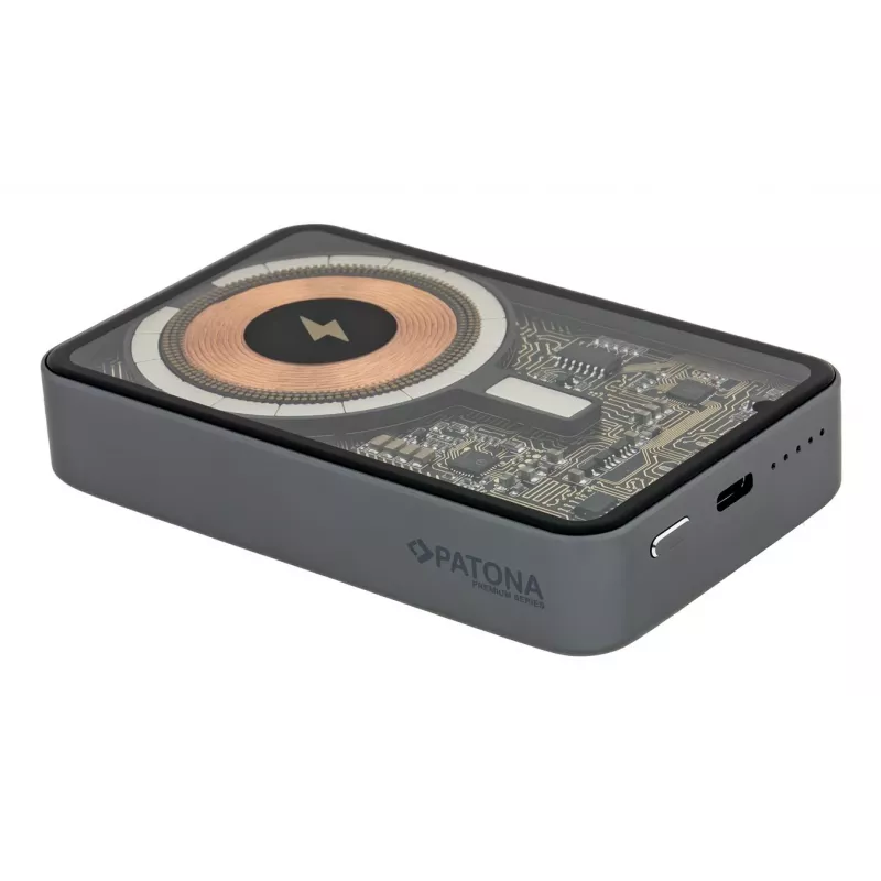 Nešiojamas powerbankas PATONA 9992, 10000 mAh, LiPo 38,5 Wh, USB-C PD 20W, 2 išėjimai, 12V/3A įėjimas/išėjimas, Juodas