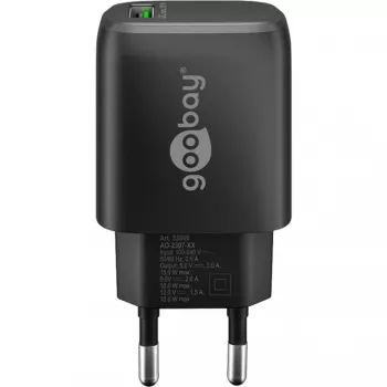 USB-A QC greitasis įkroviklis (18 W) (juodas)