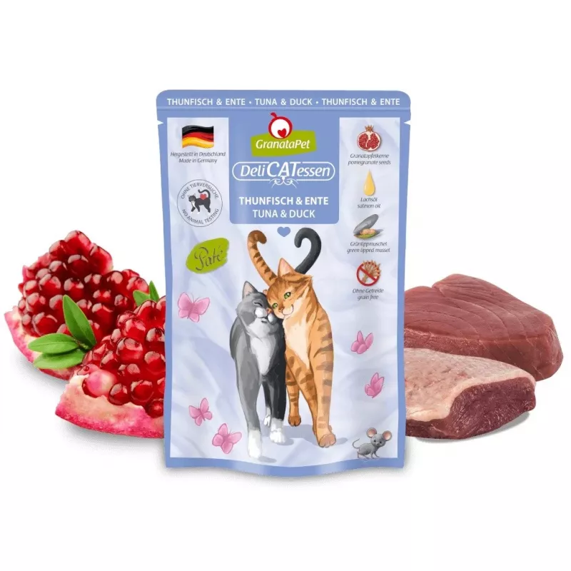 Šlapias kačių ėdalas Fox4Pets DeliCATessen Tunas ir Antis 85 g maišelis, pilnavertis bekruopis suaugusioms katėms
