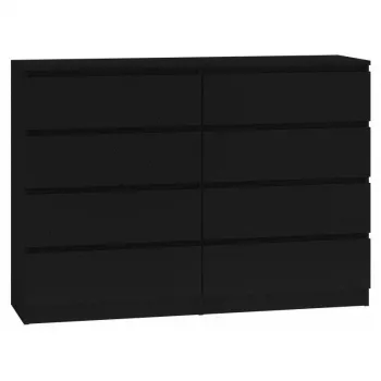 Komoda top e shop M8 140 CZERŃ — 8 stalčių, medžio drožlių plokštė, 1380×400×970 mm, juoda