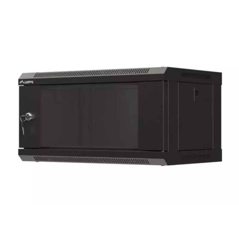 Sieninis montažinis stovas LANBERG WF03-5304-10B 19 colių 4U juodas, stiklinės durys