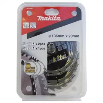Pjūklelio diskų rinkinys B-33897, Ø 136 mm, 16Z / 24Z (3 vnt., skylė 20 mm, akumuliatoriniams pjūklams)