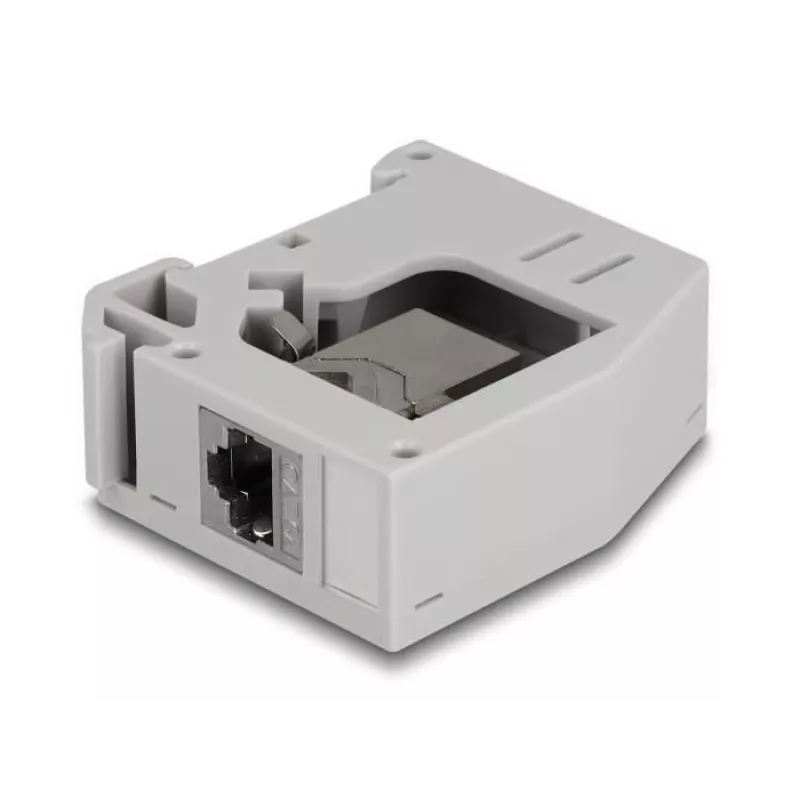 DeLOCK DIN bėgelio adapteris RJ45 lizdas – RJ45 lizdas Cat.6A pilka