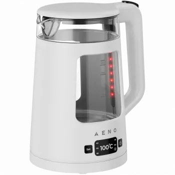 AENO elektrinis virdulys EK6: 1850-2200W, 2L, Strix, kvadratinis korpusas, permatomas dangtelis, tvirtas stiklas, LED apšvietimas, automatinis išsijungimas, apsauga nuo perdegimo