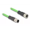 DeLOCK M12 D-koduotas 4 kontaktų kištukas-lizdas PUR (TPU) tinklo kabelis 1 m