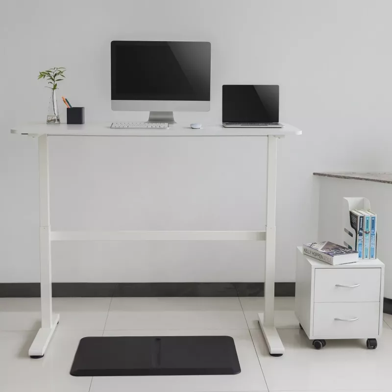 Stalas su rankiniu aukščio reguliavimu Ergo Office, maks. 40 kg, maks. aukštis 117 cm, su stalviršiu darbui stovint ir sėdint, ER-401 W