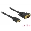 DeLOCK HDMI į DVI kabelis 2,0 m, triguba izoliacija, juodas, su varžteliais (85654)