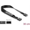 Delock HD audio plokščiasis prailginimo kabelis, 9 kontaktų kištukas–lizdas, 30 cm, juodas