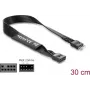 Delock HD audio plokščiasis prailginimo kabelis, 9 kontaktų kištukas–lizdas, 30 cm, juodas