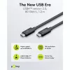 USB-C laidas WENTRONIC USB4 Gen4 1,2 m – palaiko 16k@60Hz ir 4K@120Hz