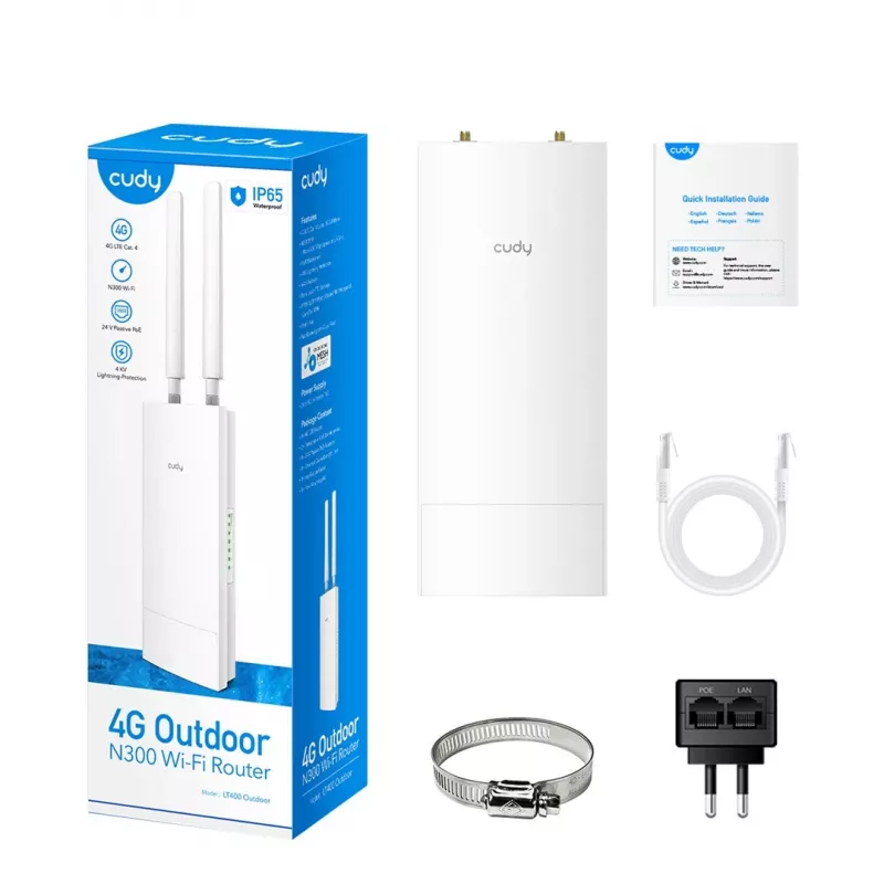 Cudy LT400 belaidis maršrutizatorius Fast Ethernet vienos juostos (2,4 GHz) 4G baltas