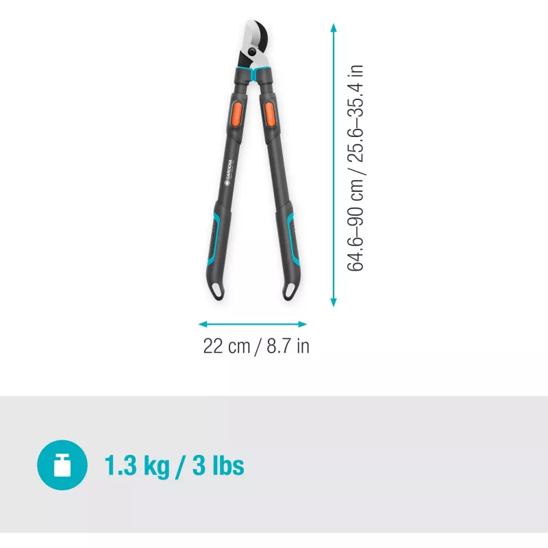 Gardena genėjimo žirklės TeleCut Pro L Pilka/turquoise 65cm - 90cm (12041-88)