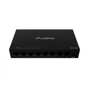 Tinklo jungiklis LANBERG DSM1-1008 8x 1 Gb/s nevaldomas Gigabit Ethernet stalinis 12V metalinis korpusas