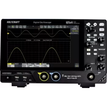Voltcraft ADO-1002 skaitmeninis osciloskopas 100 MHz, 2,5 GSa/s, 250 Mpts, 12 bitų DSO