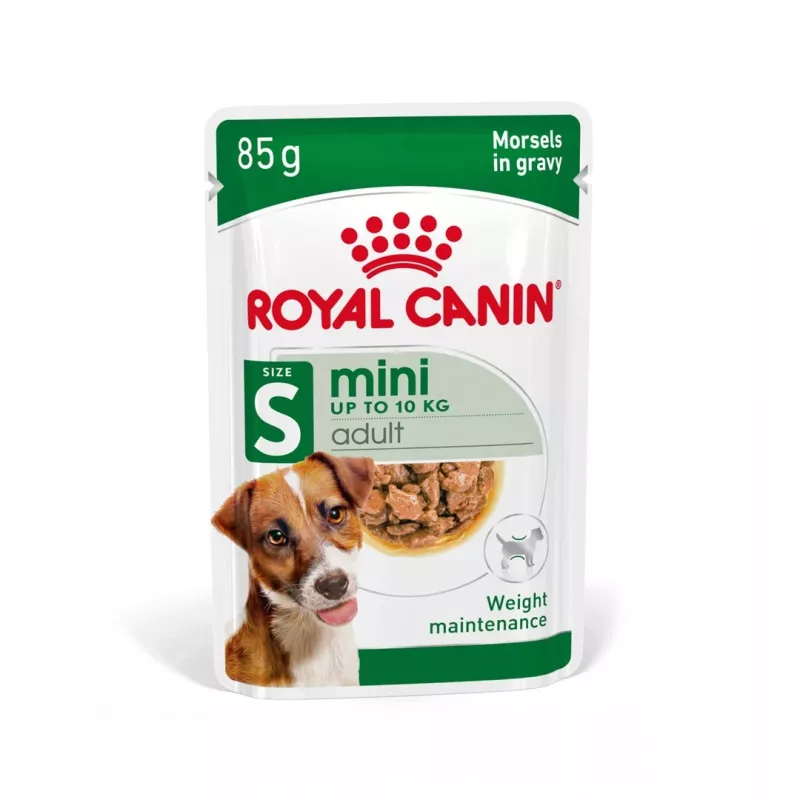 Šlapias šunų ėdalas Royal Canin Mini Adult maišelis 85 g, paukštiena, mažoms veislėms 5–10 kg, 12 × 85 g pakuotė