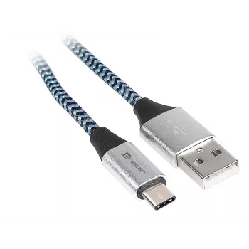 Tracer TRAKBK46266 USB laidas USB 2.0 1 m USB C USB A juoda mėlyna sidabrinė
