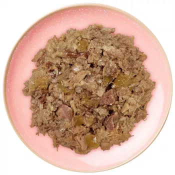 Šlapias kačių ėdalas wiejskazagroda Vištienos filė su ėriena 85 g – suaugusioms katėms, be grūdų, vienkartinis pakelis