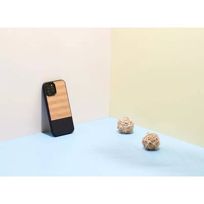 Dėklas iPhone 12 Pro Max medinis ir polikarbonatinis – silkė juoda
