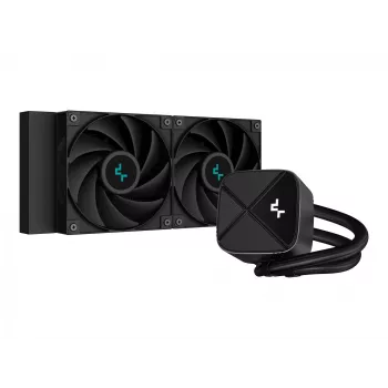 DeepCool LS520S Zero Dark AIO procesoriaus aušinimo skysčiu sistema, 240 mm, 2x 120 mm PWM ventiliatoriai, AM4/AM5/LGA2066, juoda