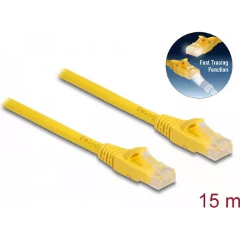 DeLOCK RJ45 kabelis Cat.6A U/UTP Fast Tracing 15 m geltonas