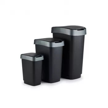 Šiukšliadėžė Rotho Twist 50 L stačiakampė polipropileno, 50 L, 602×298×401 mm, juoda