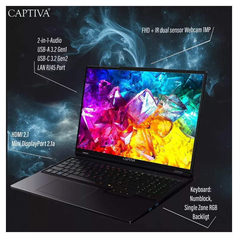 Nešiojamas kompiuteris Captiva Notebook Ultimate Gaming R95-062GE 64GB/4TB SSD RTX5090 Win 11