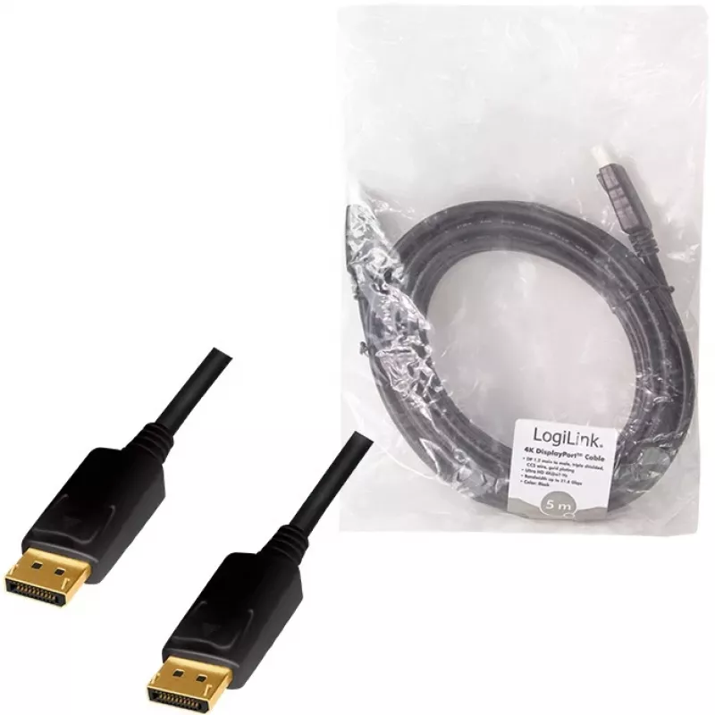 LogiLink CD0103 DisplayPort laidas DP/M į DP/M, 4K/60Hz, CCS, juodas, 5m (CD0103)