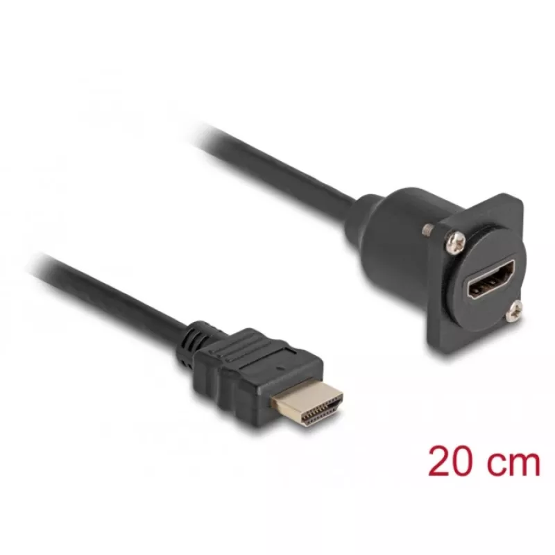DeLOCK D-Type HDMI laidas, kištukas į lizdą, juodas, 20 cm