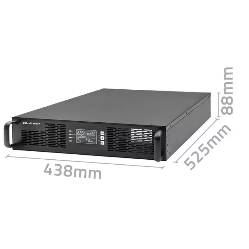 Qoltec 52285 nepertraukiamo maitinimo šaltinis (UPS) Dvigubo keitimo (Online) 1 kVA 1000 W 2 AC lizdai