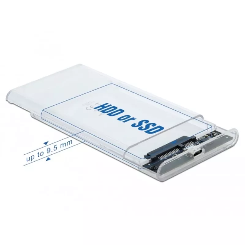 Išorinis HDD/SSD dėklas DeLOCK 42617, permatomas, USB Type-C, 10 Gbps