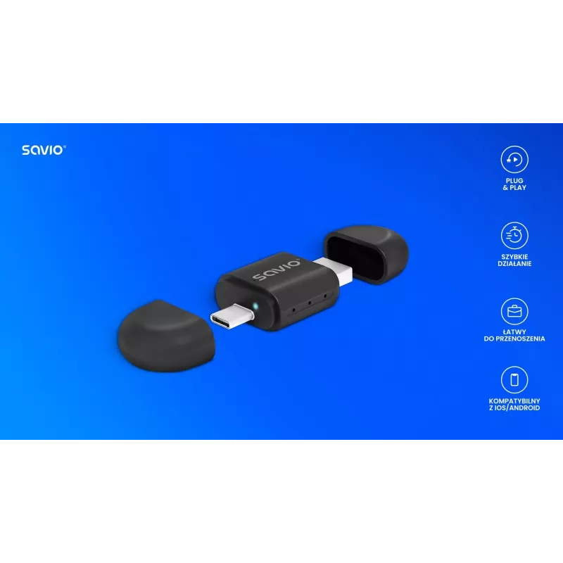 Belaidis garso siųstuvas Savio TR-17 Bluetooth USB 10 m Juodas
