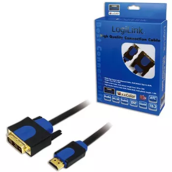 Kabelis vaizdo adapteris LogiLink CHB3102 2m HDMI DVI-D juodas mėlynas