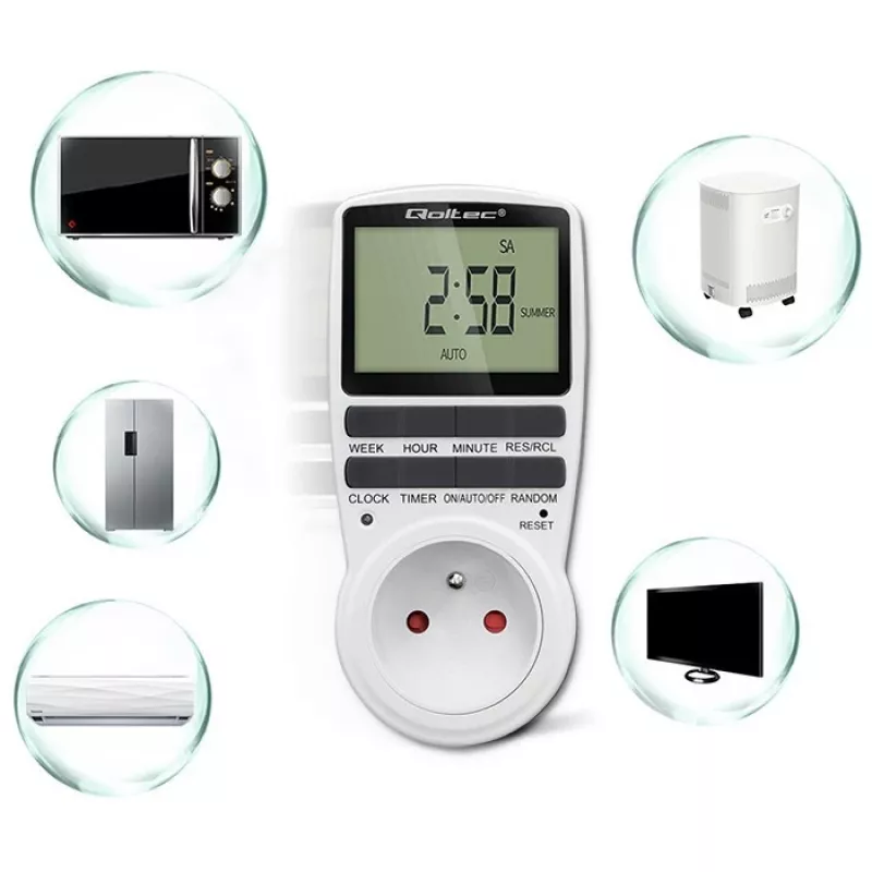 Elektroninis laikmatis QOLTEC PC0628 su LCD ekranu, 24 valandų atgalinis skaičiavimas