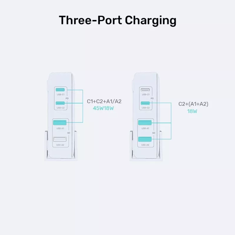Stalinis įkroviklis Unitek P1228AWH01-EU 70W 2×USB-A 2×USB-C