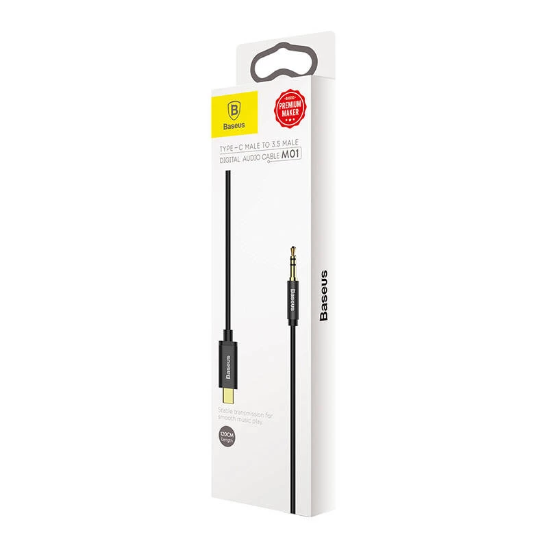 Baseus Yiven garso laidas USB-C į 3,5 mm lizdą, 1,2 m (Juodas)