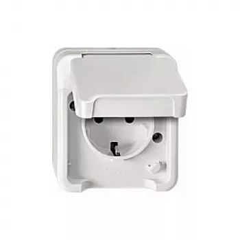 Kištukinis lizdas Merten MEG2300-8019 CEE 7/3, baltas, IP44, termoplastikas, 83×73×57 mm