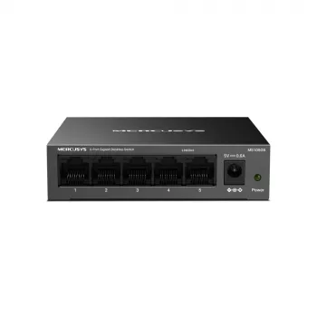 Mercusys MS105GS – stalinis jungiklis, 5 Gigabit prievadai, juodas
