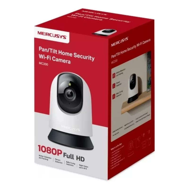 Vidaus stebėjimo kamera MERCUSYS MC200 Full HD 1080p, 87° FOV, 30 kadrų/s, naktinis matymas 12 m, „MicroSD“ iki 512 GB