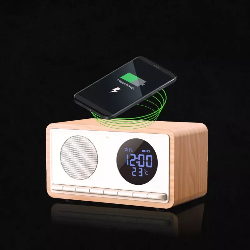 MANTA RDI912W radijo laikrodis Rimini su Bluetooth ir belaidžiu įkrovimu, baltas