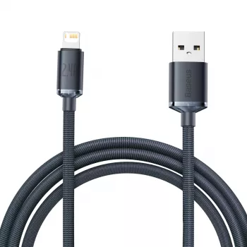Baseus Crystal Shine USB į Lightning laidas, 2,4A, 2m (juodas)
