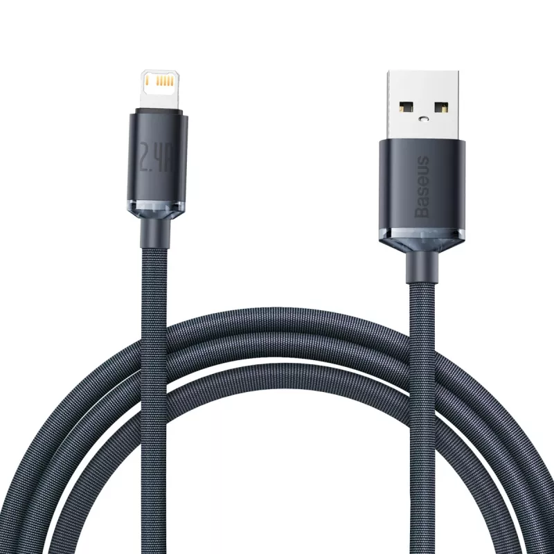 Baseus Crystal Shine USB į Lightning laidas, 2,4A, 2m (juodas)