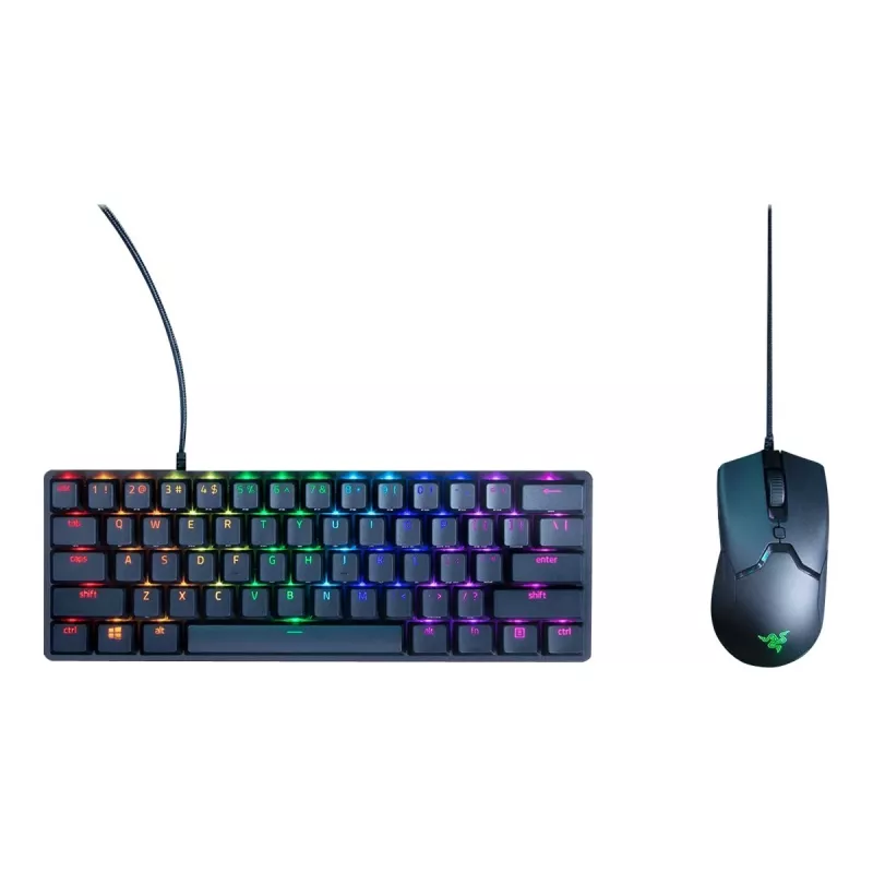 Razer Huntsman Mini 60% žaidimų klaviatūra, optomechaniniai violetiniai jungikliai, RGB LED apšvietimas, NORD išdėstymas, laidinė