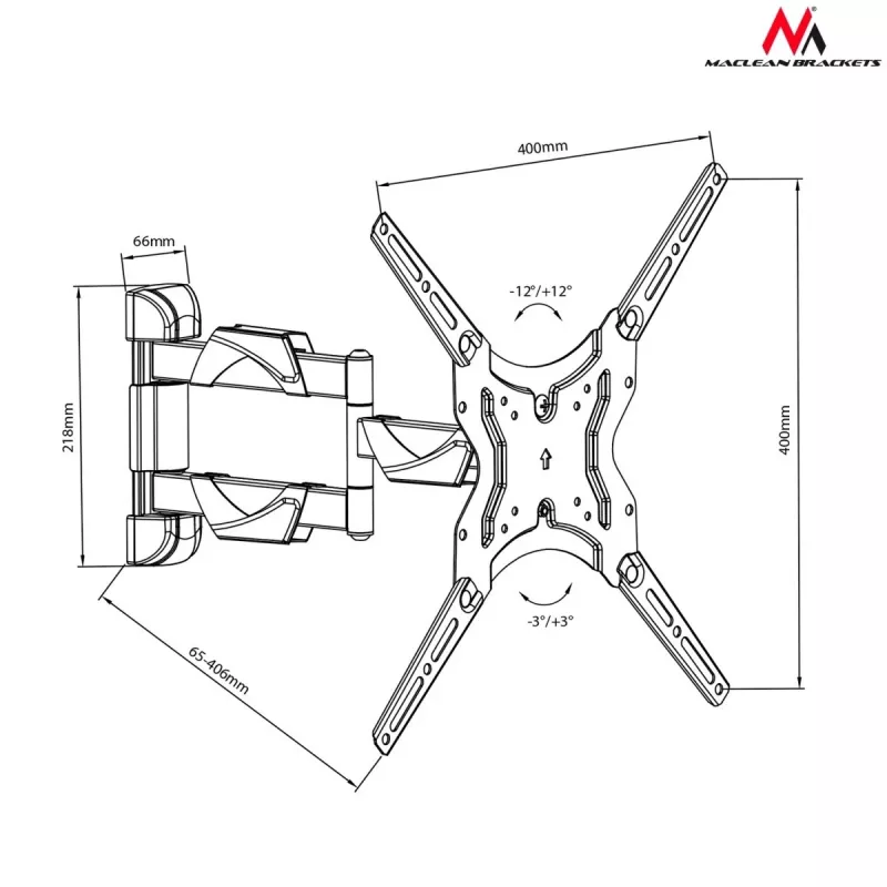 Maclean Mc-743 – VESA laikiklis televizoriui/monitoriui, 13-50 col., juodas, 30 kg