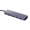 USB šakotuvas Unitek P5+ — 5 prievadų (4 × USB 3.2 Gen 2 Type-A), USB 3.2 Gen 1 pagrindinis, 5 Gbit/s, 10 W PD, aliuminis, pilka