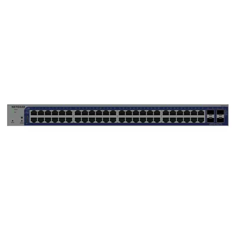 Valdomas Gigabit Ethernet jungiklis Netgear GS752TX, 48x RJ-45 10/100/1000, 10G palaikymas, 1U stovas, pilka