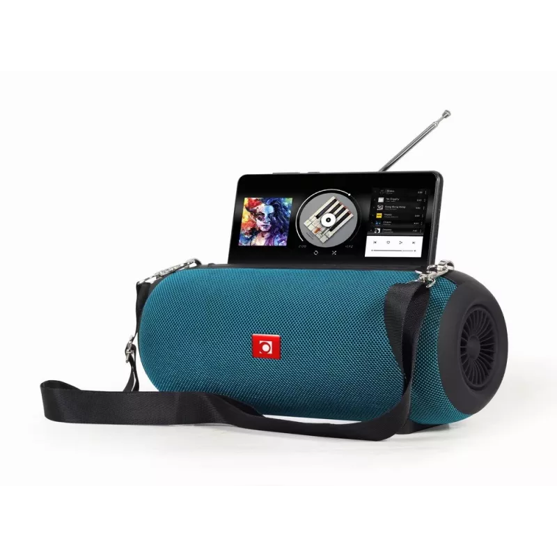 Nešiojamas stereofoninis garsiakalbis GEMBIRD SPK-BT-17-G – Bluetooth 5.1, 5 W RMS, 1200 mAh, MicroSD, FM, AUX